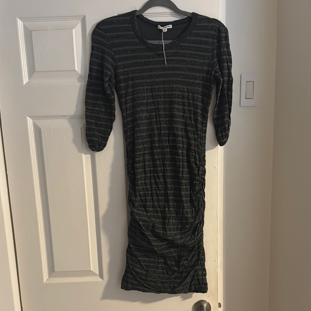 James Peres Elegant Black Striped Dress